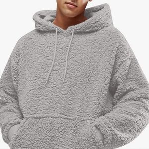 Runcati Mens Fuzzy Sherpa Pullover Hoodie Sweatshirts